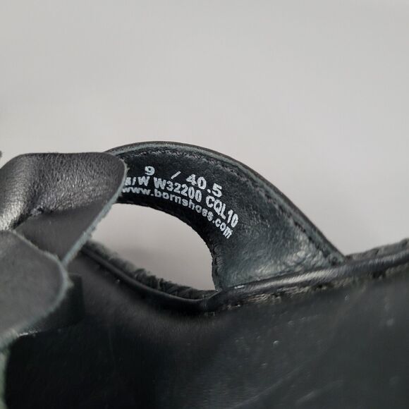 Born Womens Black Leather Flower Wedge Platform Leather Strappy Sandals Size 9 - Picture 10 of 12